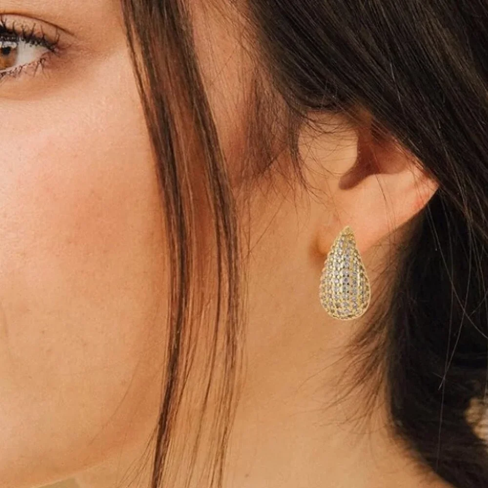 NEW! Chunky Gold Stud Teardrop Earrings